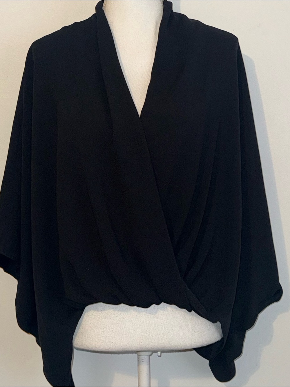 Trina Turk NWT Black Concubine Draped Surplice Blouse Top M/L Made in USA
